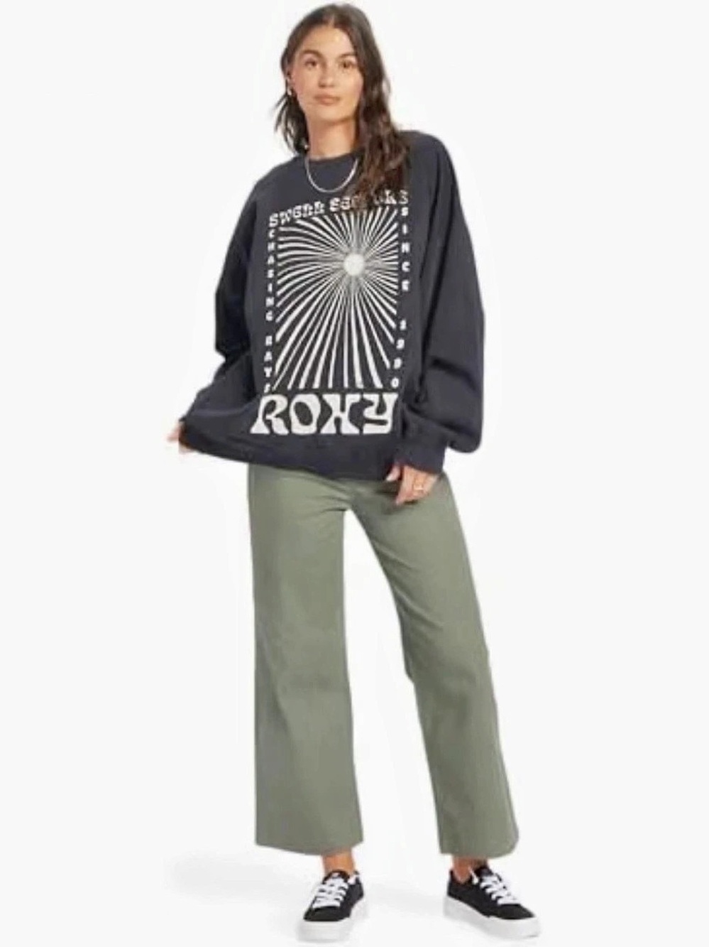 Roxy Swell Seeker Crewneck Sweatshirt Graphic Black
